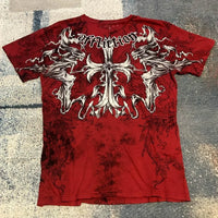 90s Affliction Dark Angel Wings T-shirt Woman Street American Dark Fashion Street Style With Antique Details Man Short Sleeves