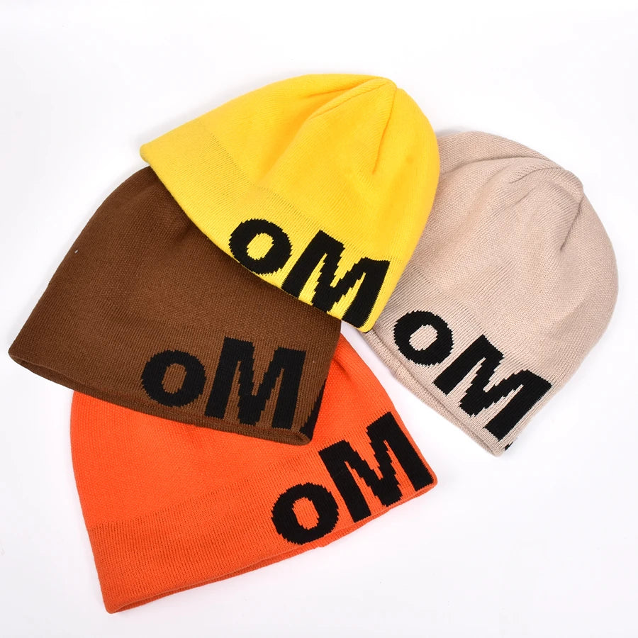 Warm Skate Fashion Simple Beanies Casual Versatile ins New Men Women American Style Jacquard OMA Letters Wool Knitted Hats
