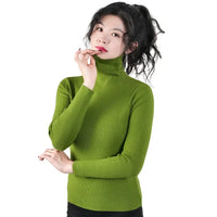 2025 Women Pullovers Turtleneck Sweater Solid Color Pile Neck Knitwear Autumn Winter Warm Jumper Tops Pull Femme Christmas Gift